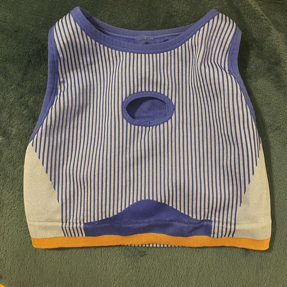 Fabletics Blue and beige Striped Sleeveless Top